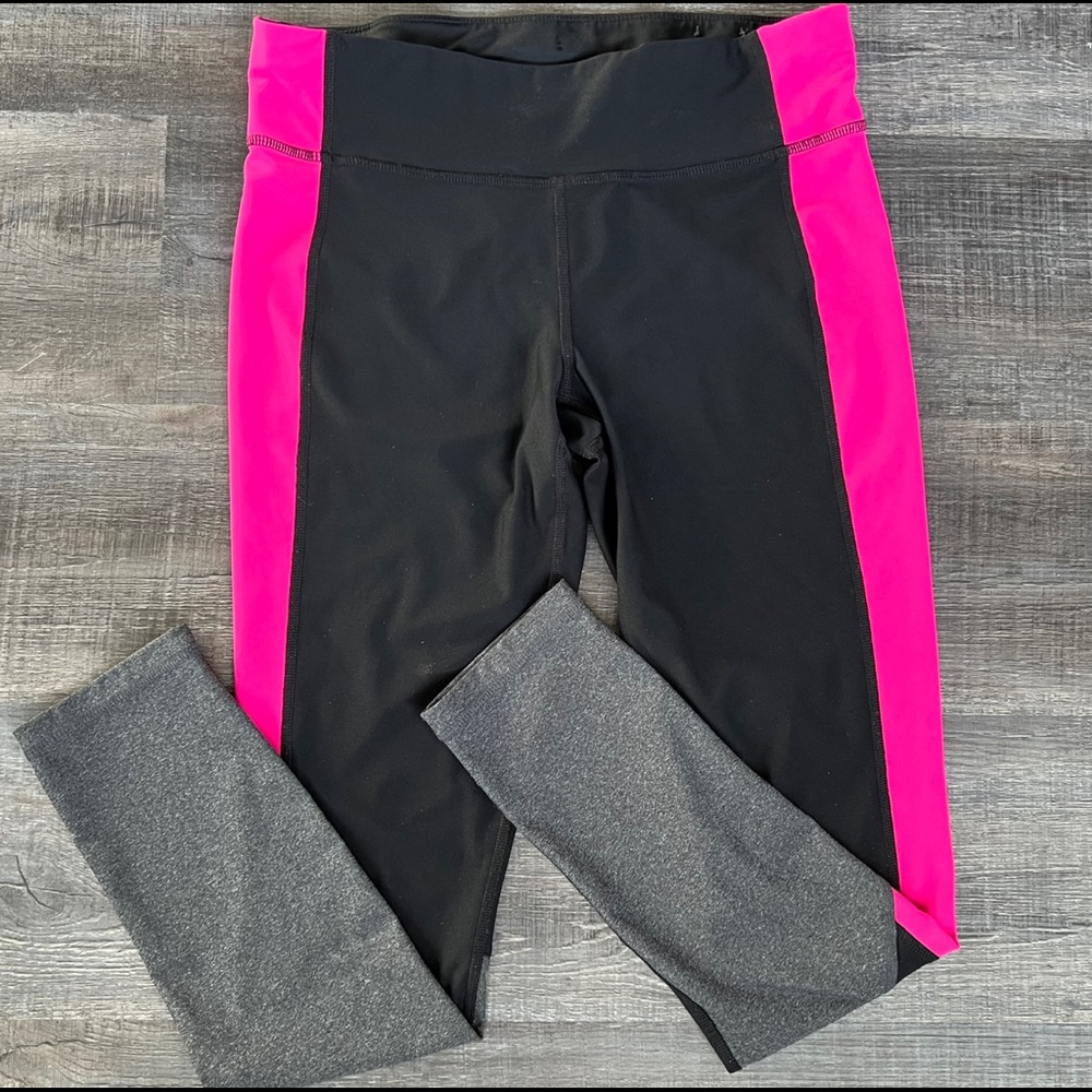 💞 Like New Women’s Medium Pink, Black, & Gray Running Tights Leggings